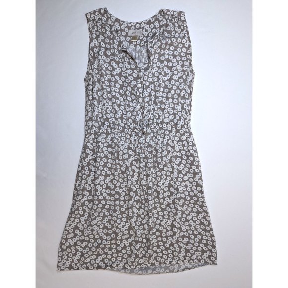 LOFT Dresses & Skirts - Ann Taylor LOFT Taupe Grey Floral Mid-Length Sleeveless Dress Women's Sz Medium
